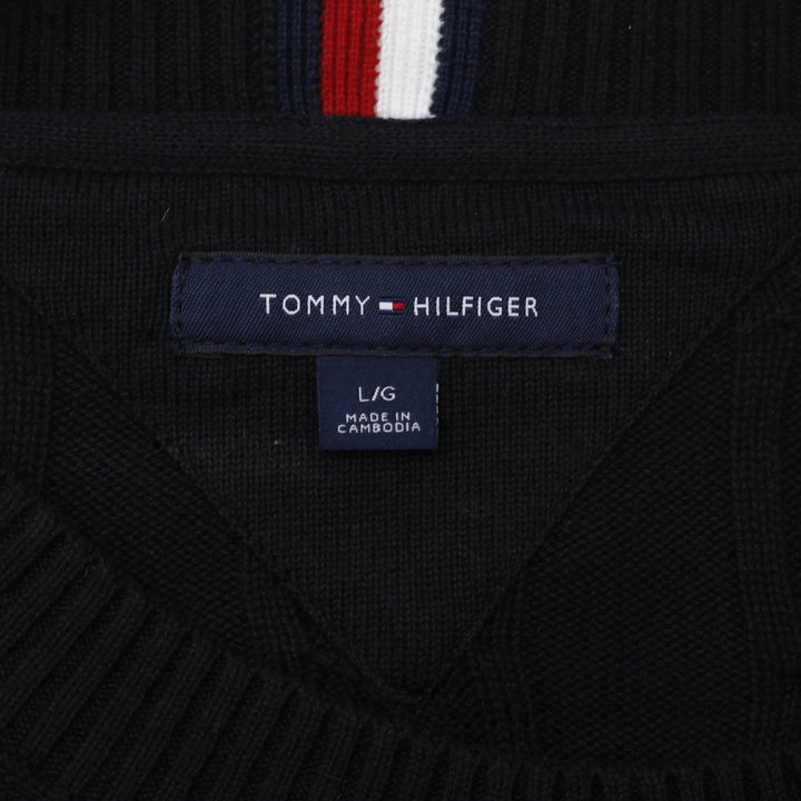Mens Tommy Hilfiger Black Cable Knit Sweater Large | Migration_Jumper & Knitwear - Back View | Fashion Rerun