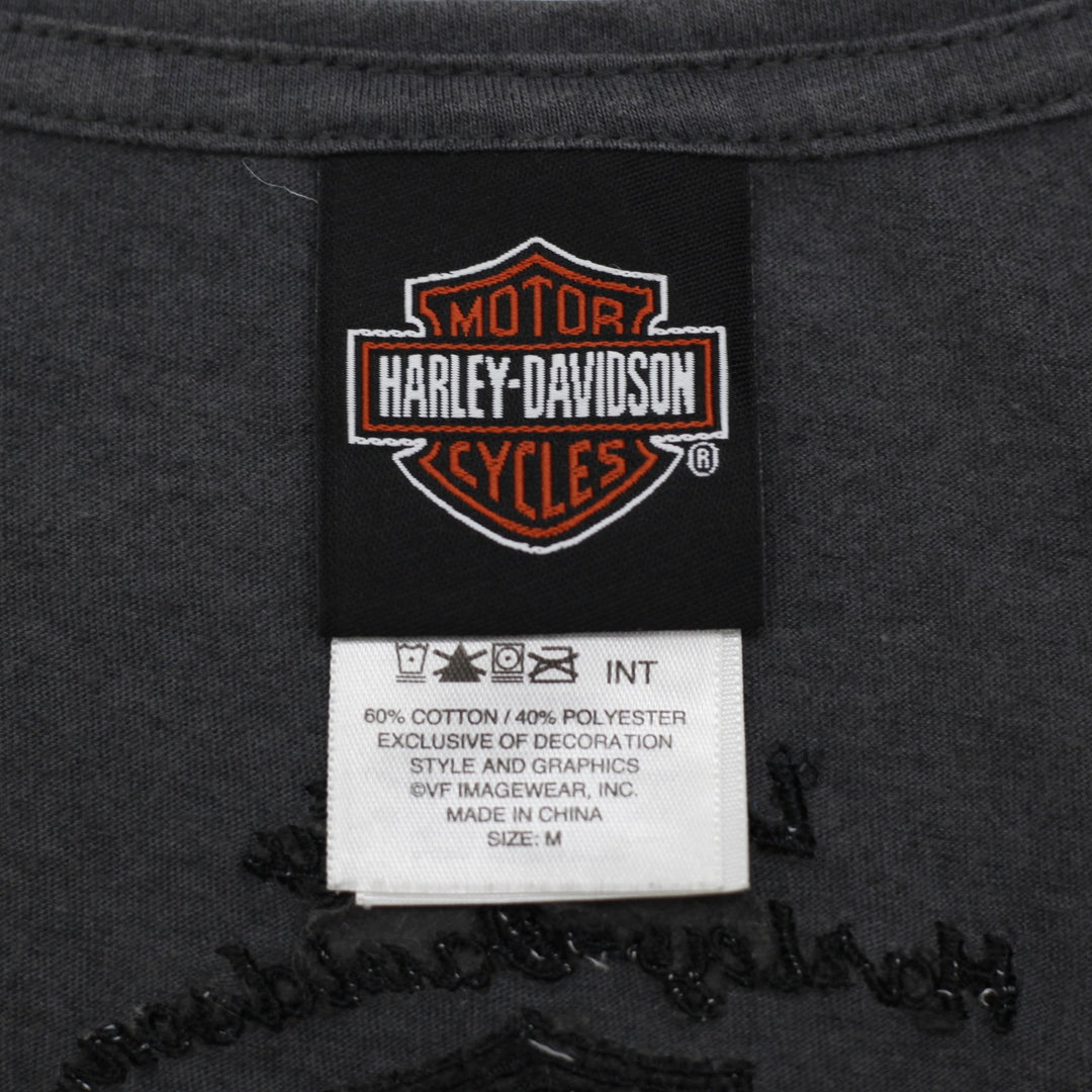 Ladies Harley Davidson T-Shirt Gray Graphic Logo Apparel