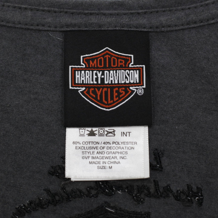 Ladies Harley Davidson T-Shirt Gray Graphic Logo Apparel