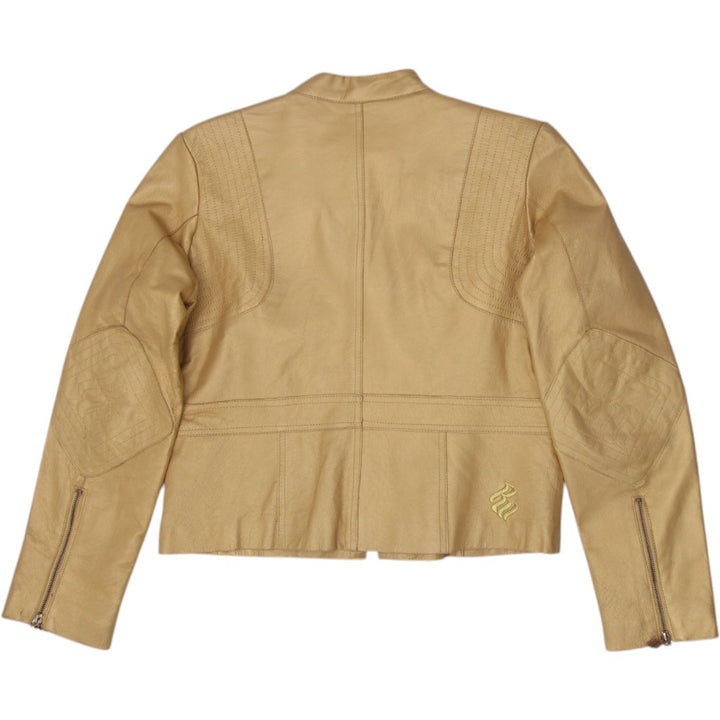 Y2K Ladies Rocawear Leather Full Zip Yellow Jacket XL