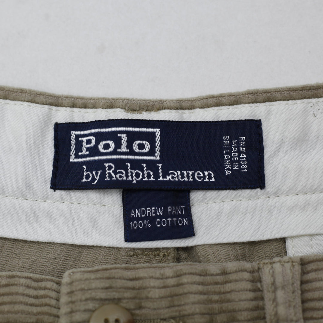 Mens Polo Ralph Lauren Andrew Cord Beige Cotton Classic Pants Size 36/32 | Migration_Pants - Back View | Fashion Rerun