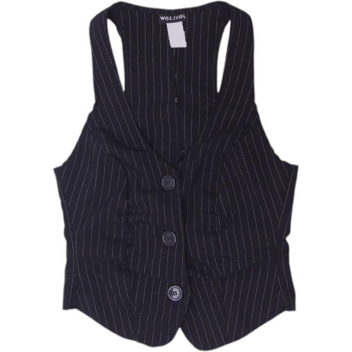Y2K Ladies  Pinstripe Racerback Halter Suit Vest
