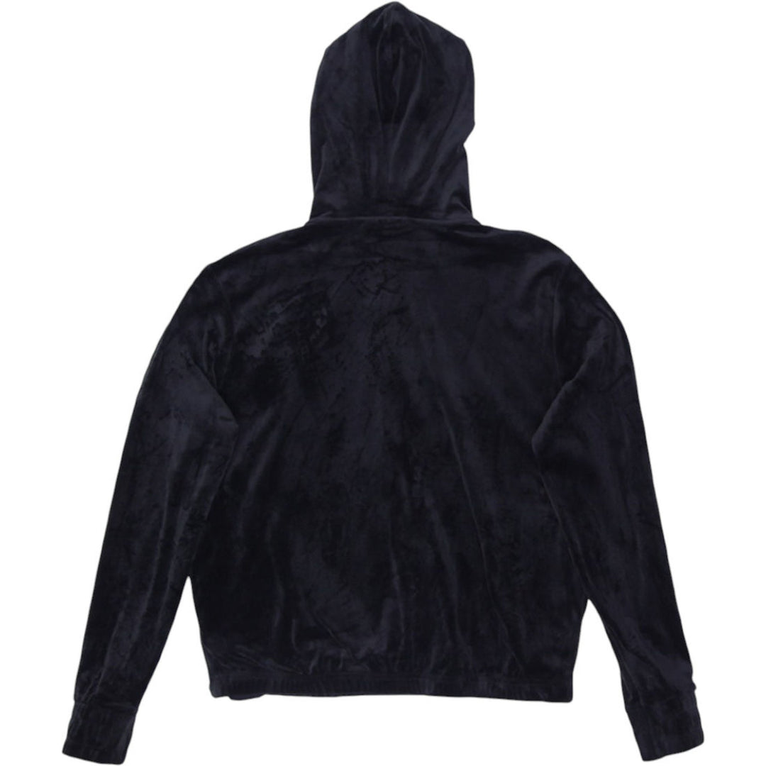 Ladies Fila Hoodie Black Velour Quarter Zip Pullover