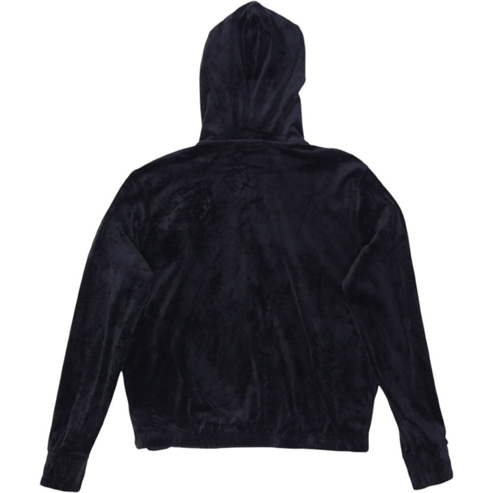 Ladies Fila Hoodie Black Velour Quarter Zip Pullover