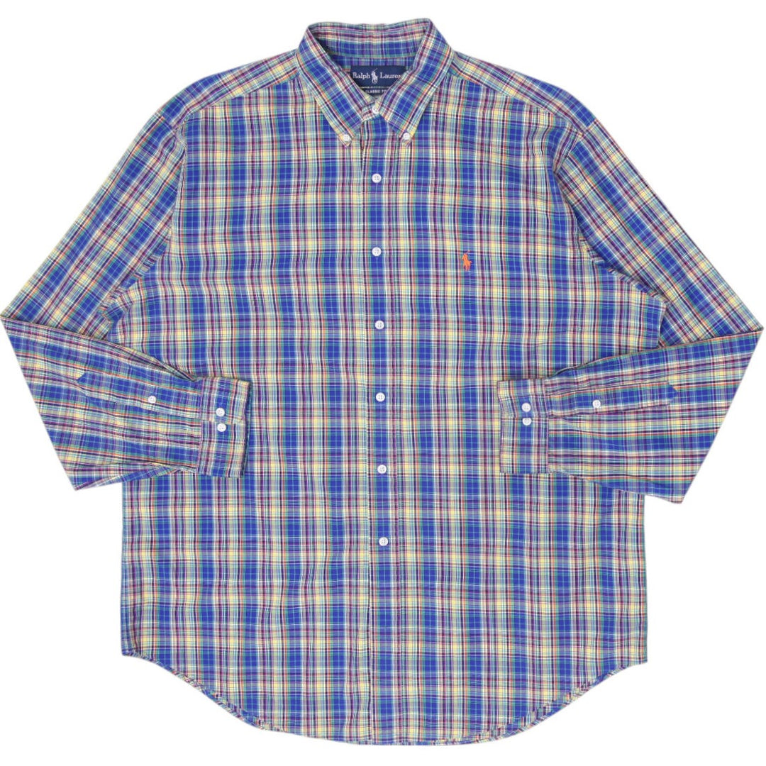 Mens Ralph Lauren Classic Fit Long Sleeve Button Down Plaid Shirt Size 17/XL