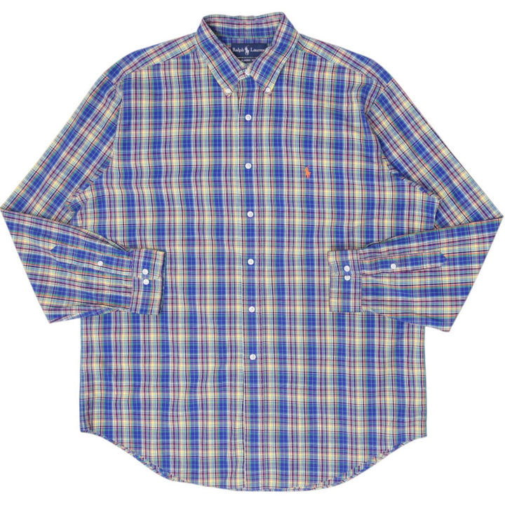 Mens Ralph Lauren Classic Fit Long Sleeve Button Down Plaid Shirt Size 17/XL