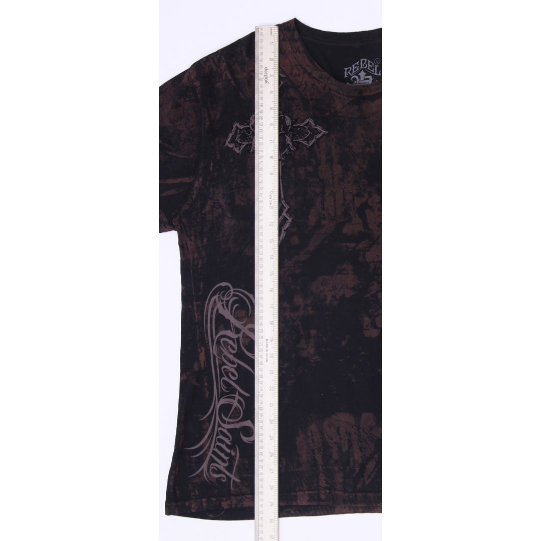 Y2K Mens Rebel Saints Gothic Cross Graphic T-Shirt Size L
