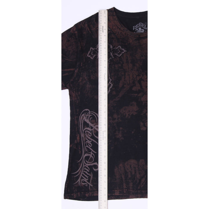 Y2K Mens Rebel Saints Gothic Cross Graphic T-Shirt Size L