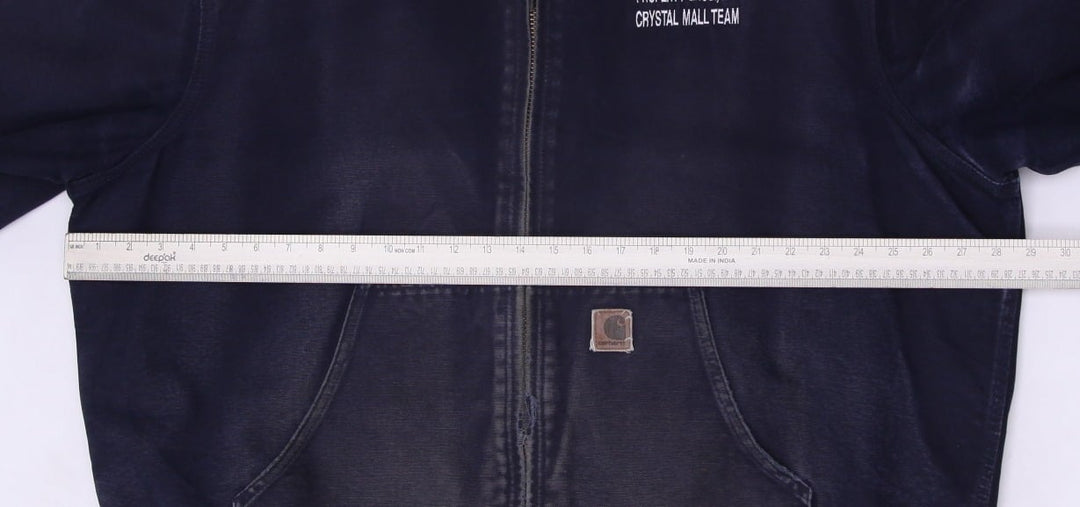 Mens J130 MDT Carhartt Hooded Navy Worn Workwear Slightly Distressed Jacket XL | Migration_Jackets WW Collect | Fashion Rerun