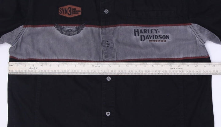 Mens Embroidered Harley Davidson Short Sleeve Button Shirt