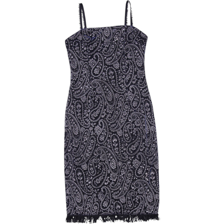 Y2K Ladies Jalouze Midi Black Dress Paisley Fringe