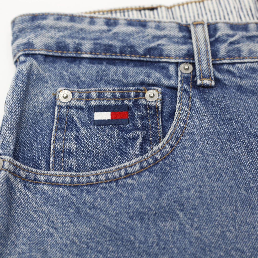 Vintage Ladies Tommy Hilfiger Striped Waistband Straight Leg Jeans Size 16