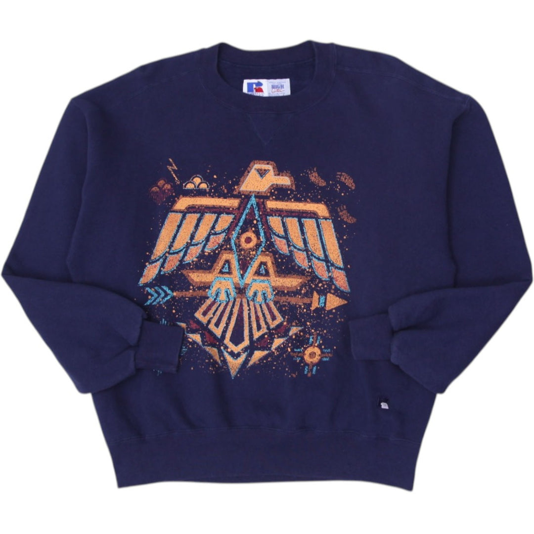 Vintage 80s Russell Athletic Sweatshirt Navy Graphic Print Made in USA Size L | Migration_Sweatshirts | Fashion Rerun