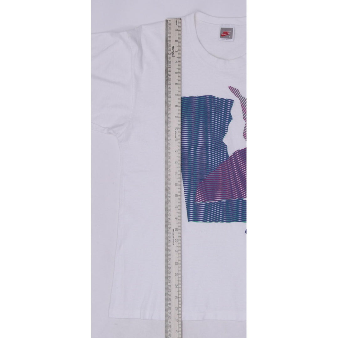 Vintage Nike T-Shirt White Graphic Print Crew Neck Single Stitch Made In USA S | Migration_T-Shirts - Alterna | Fashion Rerun
