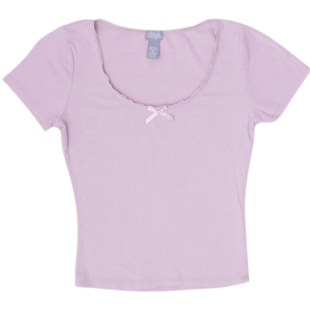Y2K Ladies Tillys Bow Detail Short Sleeve tee Size S