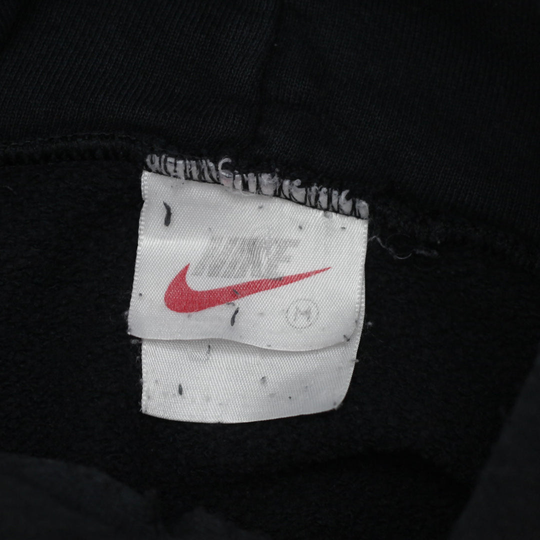 Vintage 90's Swoosh Embroidered Pullover Hoodie Black Size M Distressed - Fashion Rerun Vintage Migration_Sweaters