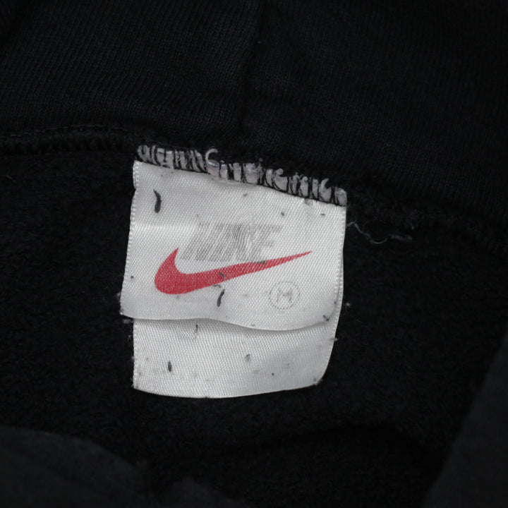 Vintage 90's Swoosh Embroidered Pullover Hoodie Black Size M Distressed - Fashion Rerun Vintage Migration_Sweaters