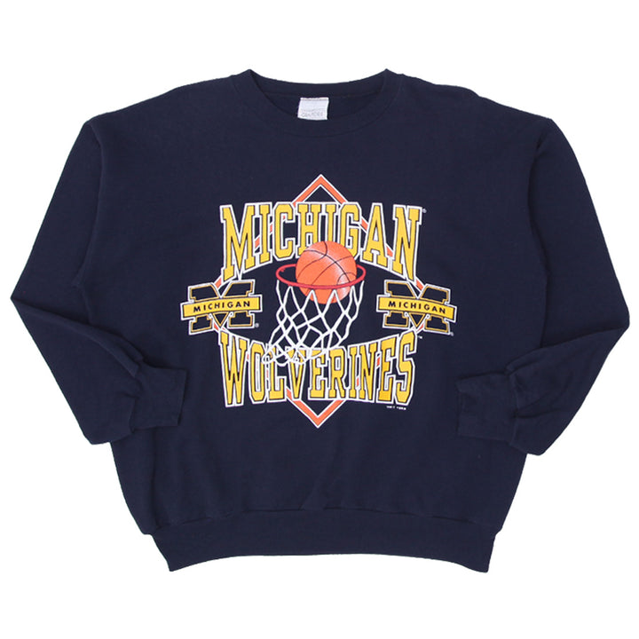 Vintage 1993 Michigan Wolverines Crewneck Sweatshirt Size XL, Navy Blue - Fashion Rerun Vintage Migration_Sweaters