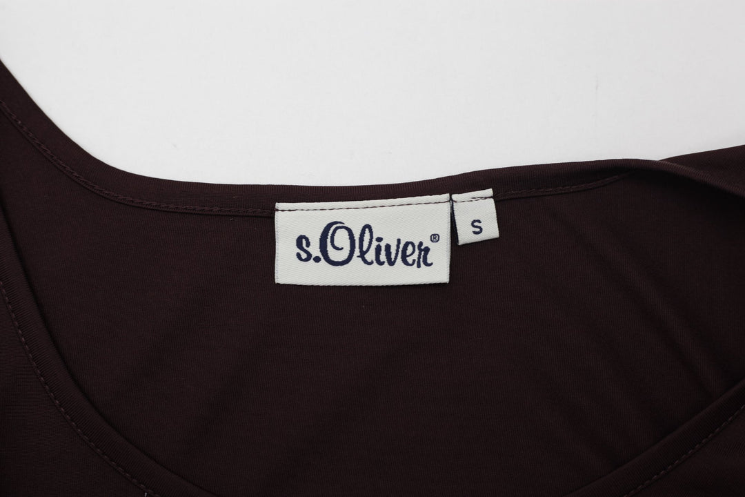 Y2K Ladies S.Oliver Geometric Sleeveless Tank Top Burgundy Size S