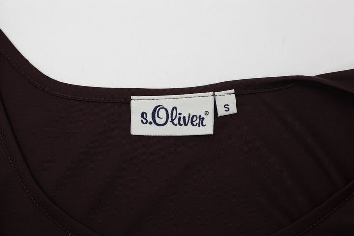 Y2K Ladies S.Oliver Geometric Sleeveless Tank Top Burgundy Size S