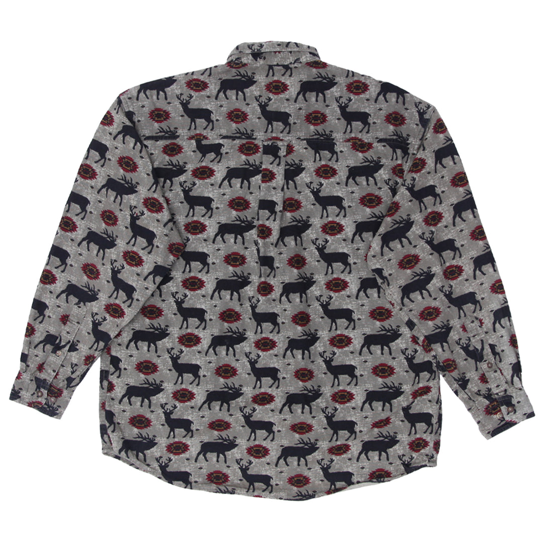 Mens North River Deer Print Long Sleeve Shirt - Fashion Rerun Vintage Migration_Shirt