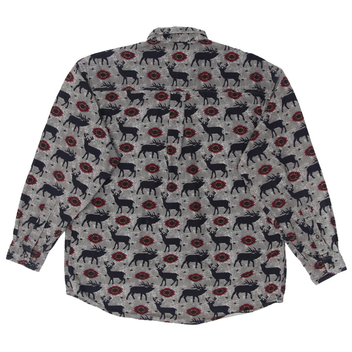 Mens North River Deer Print Long Sleeve Shirt - Fashion Rerun Vintage Migration_Shirt