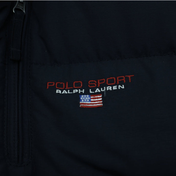 Vintage 90s Polo Sport Ralph Lauren Black Down Puffer Jacket Flag Logo