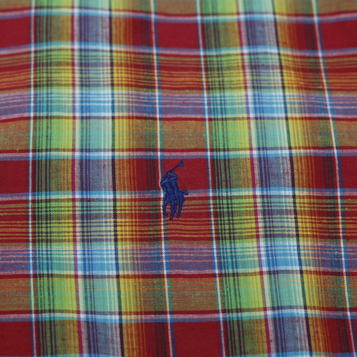 Mens Classic Fit Ralph Lauren Long Sleeve Button Down Plaid Shirt Size L