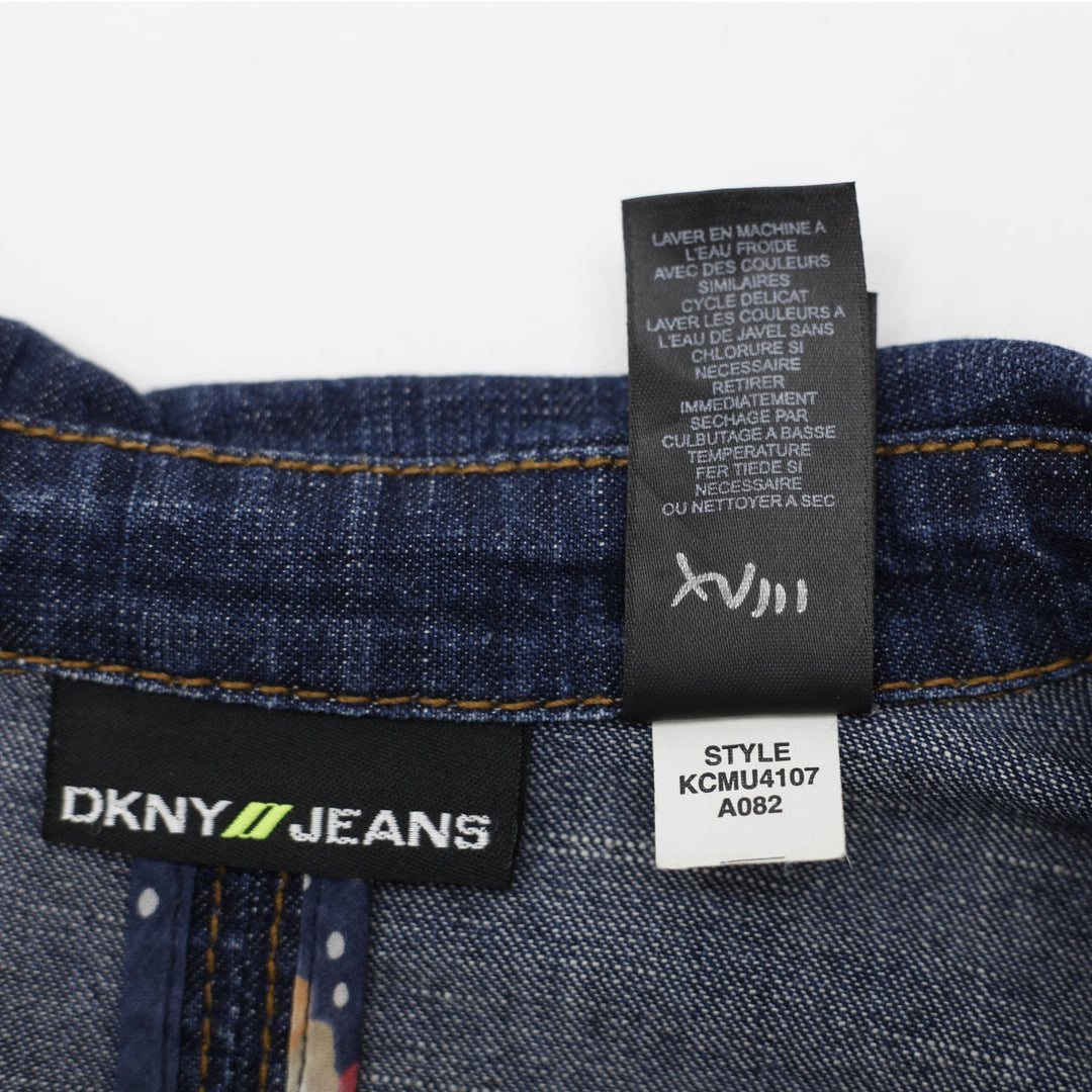 Y2K Ladies DKNY Jeans Denim Blazer Jacket Medium Dark Wash