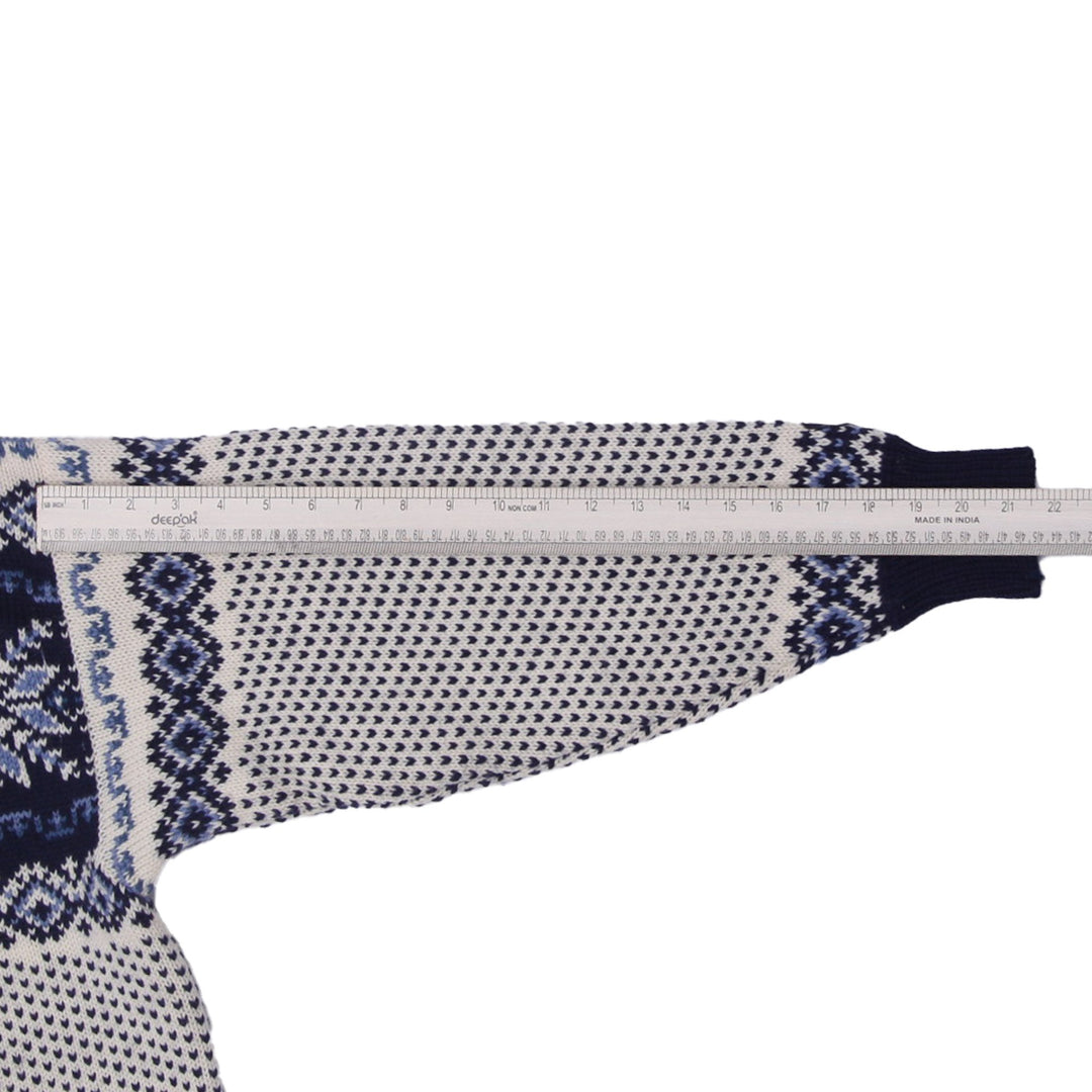 Vintage Mens Dale of Norway Cardigan Sweater Navy Blue Wool Nordic Pattern