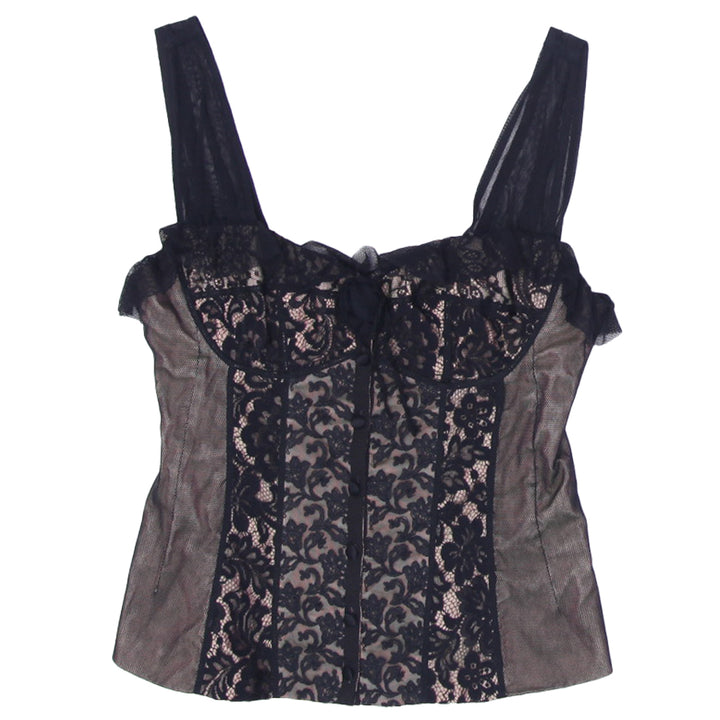 Y2K Ladies Strappy Lace Front Button Top