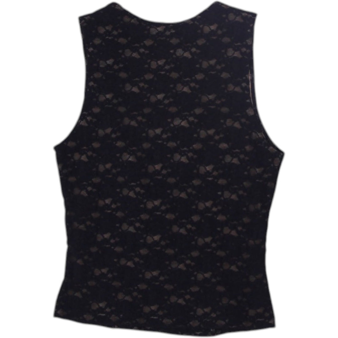 Y2K Ladies Black Lace Sleeveless Top
