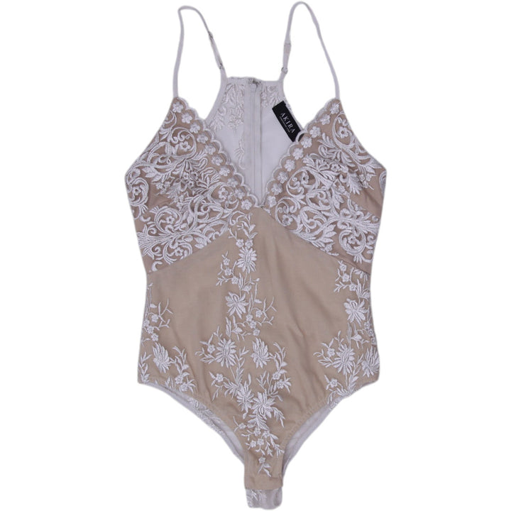 Y2K Ladies Akira Embroidered Lace Underlay Cami Bodysuit Size S