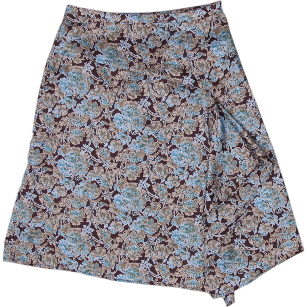 Y2K Ladies Smart Set Satin Floral Midi Skirt Size 7