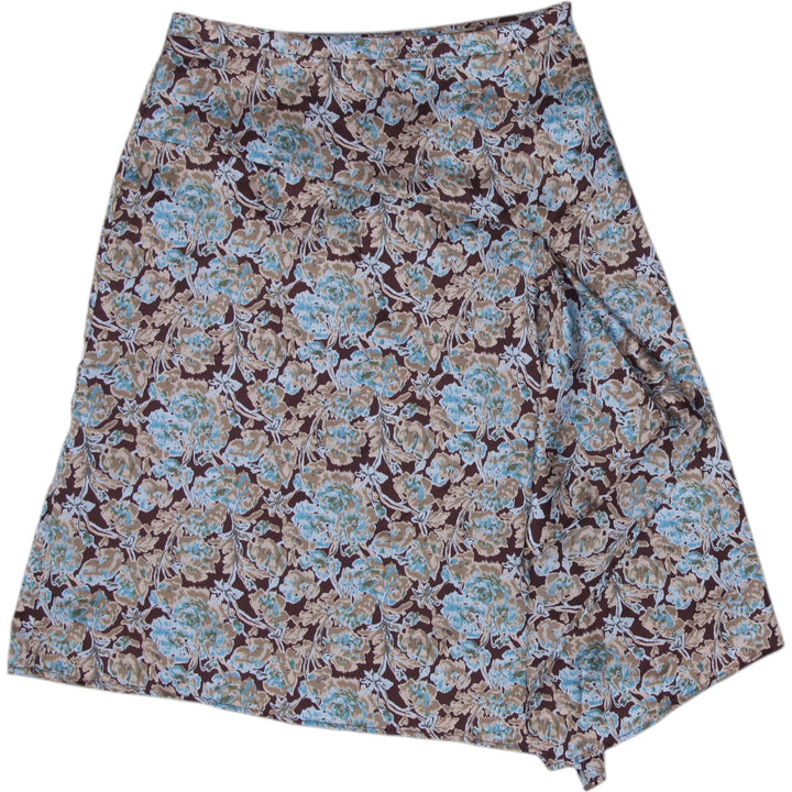 Y2K Ladies Smart Set Satin Floral Midi Skirt Size 7