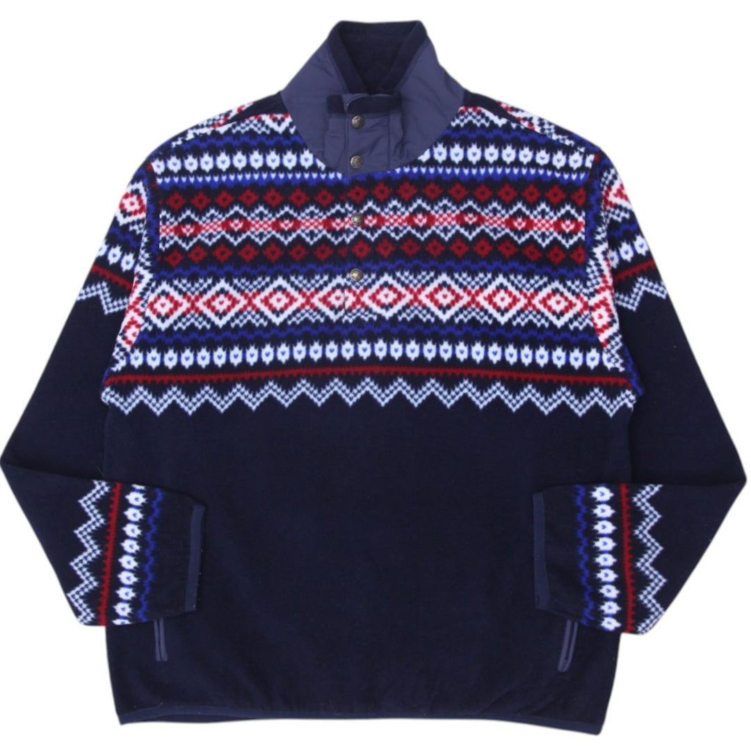 Vintage Mens Ralph Lauren Sweater Navy Fair Isle Fleece Quarter Zip | Migration_Knitwear & Sweaters | Fashion Rerun