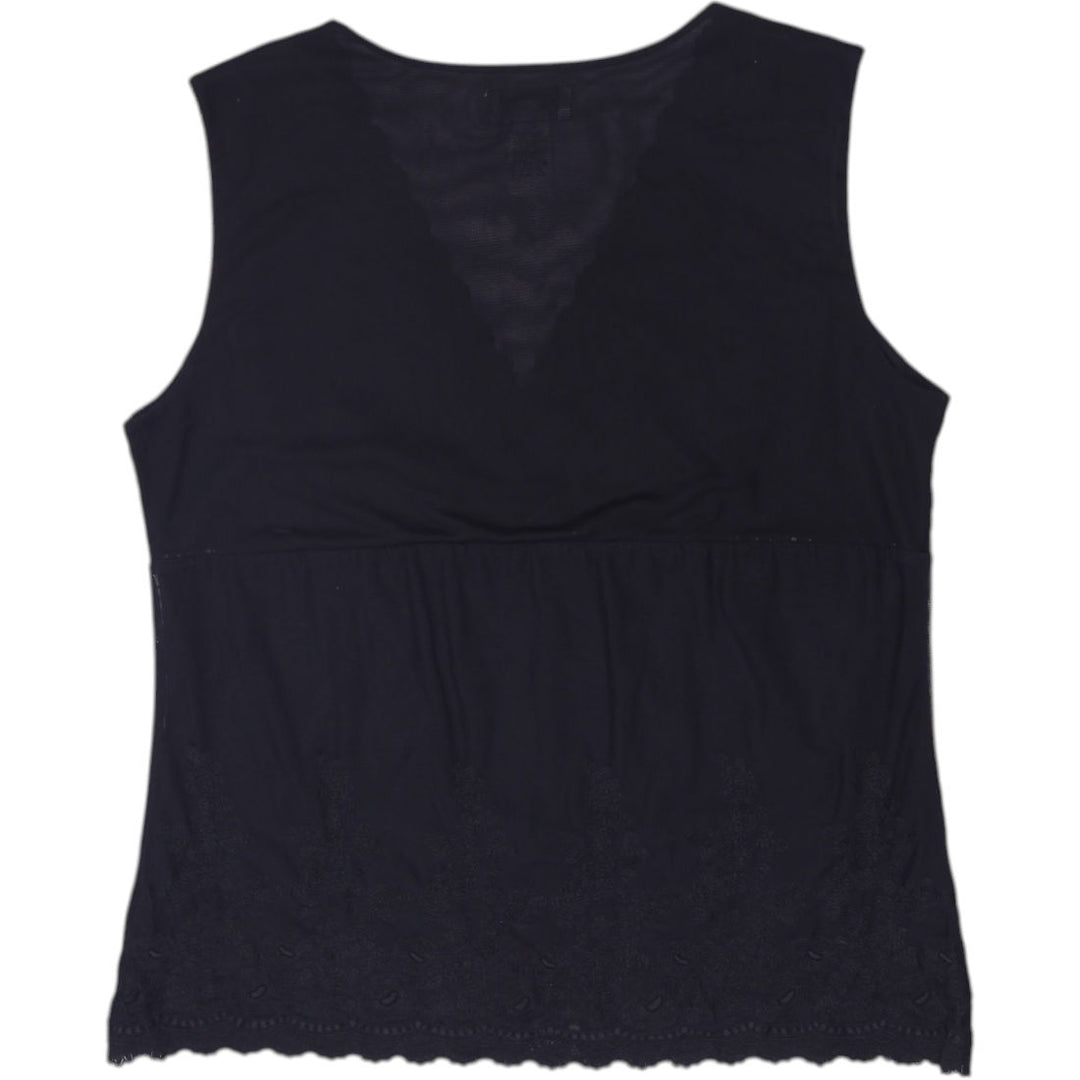 Y2K Ladies Talbots Embroidered Mesh Tank Top Size M