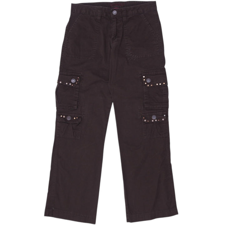 Y2K Ladies Studded Denim Stylish Brown Cargo Pants Size 6 | Migration_Jeans & Pants | Fashion Rerun