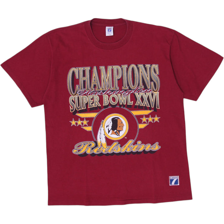Vintage Mens Logo 7 NFL Maroon Super Bowl Graphic T-Shirt S.Stitch Size XL
