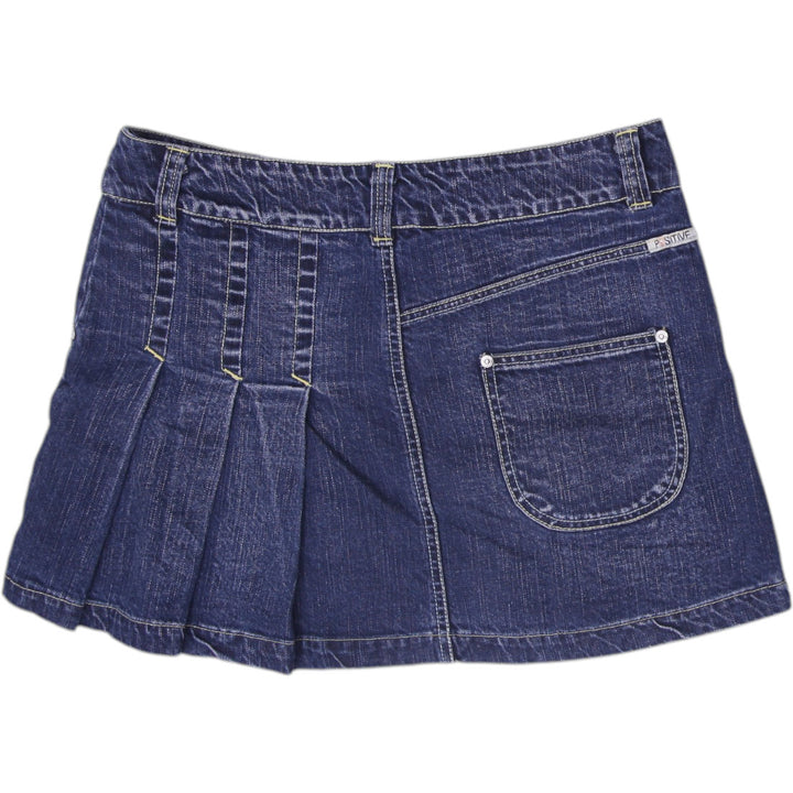 Y2K Ladies POSITIVE Low-Rise Pleated Denim Mini Skirt