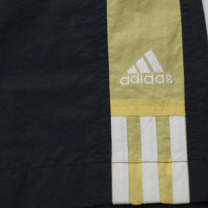 Vintage Adidas 3-Stripe Soccer Shorts Medium Black Yellow Nylon 2005
