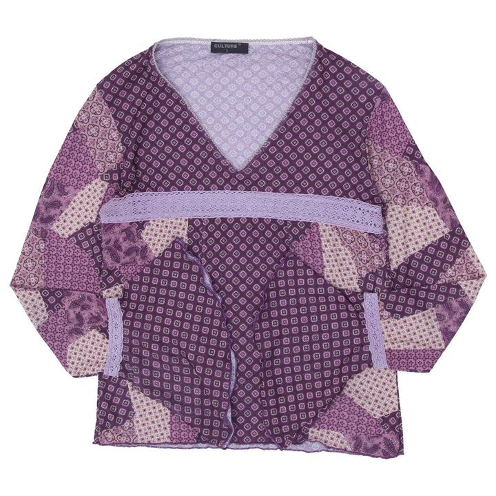 Y2K Bell Sleeve Floral V-Neck Top - Fashion Rerun Vintage Migration_Tops