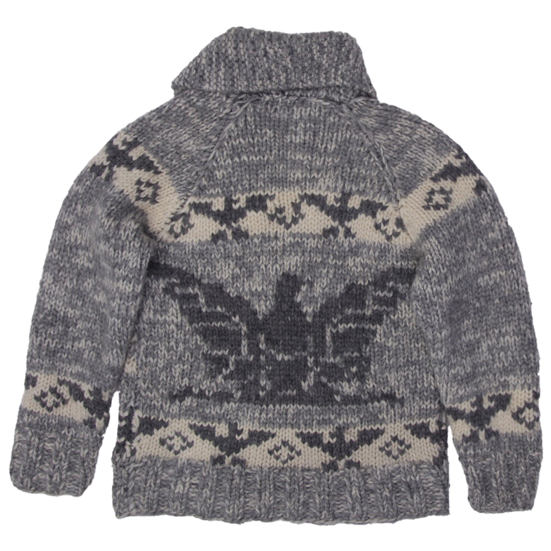 Vintage Knit Sweater 1970s Wool Thick Cowichan Knit Zip Sweater