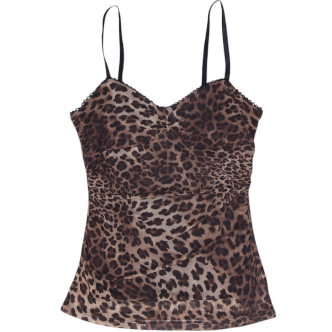 Y2K Ladies Le Chateau Leopard Print Lace Trim Camisole Size M