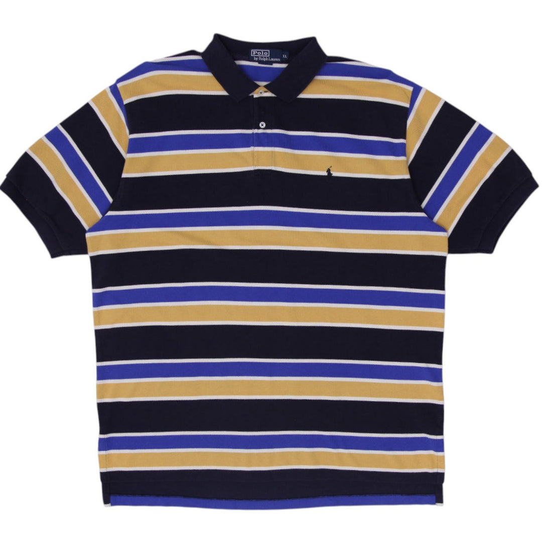 Mens Polo Ralph Lauren Polo T-Shirt Navy Striped Short Sleeve Casual Size XL