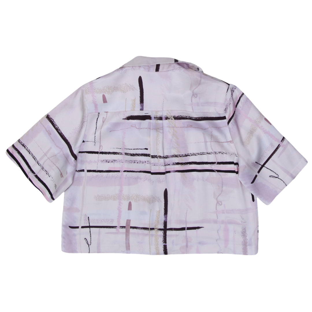 Ladies Babaton Aritzia Pale Pink White Button Front Flowy Cropped Collared Shirt