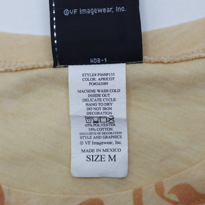 Y2K Ladies Harley Davidson Apricot Orange Eagle & Filigree Graphic Cap Sleeve