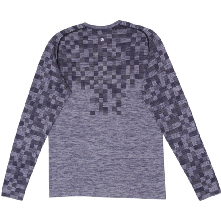 Mens Lululemon Metal Vent Tech Long Sleeve Running T-Shirt Slate Grey Pixel Grid