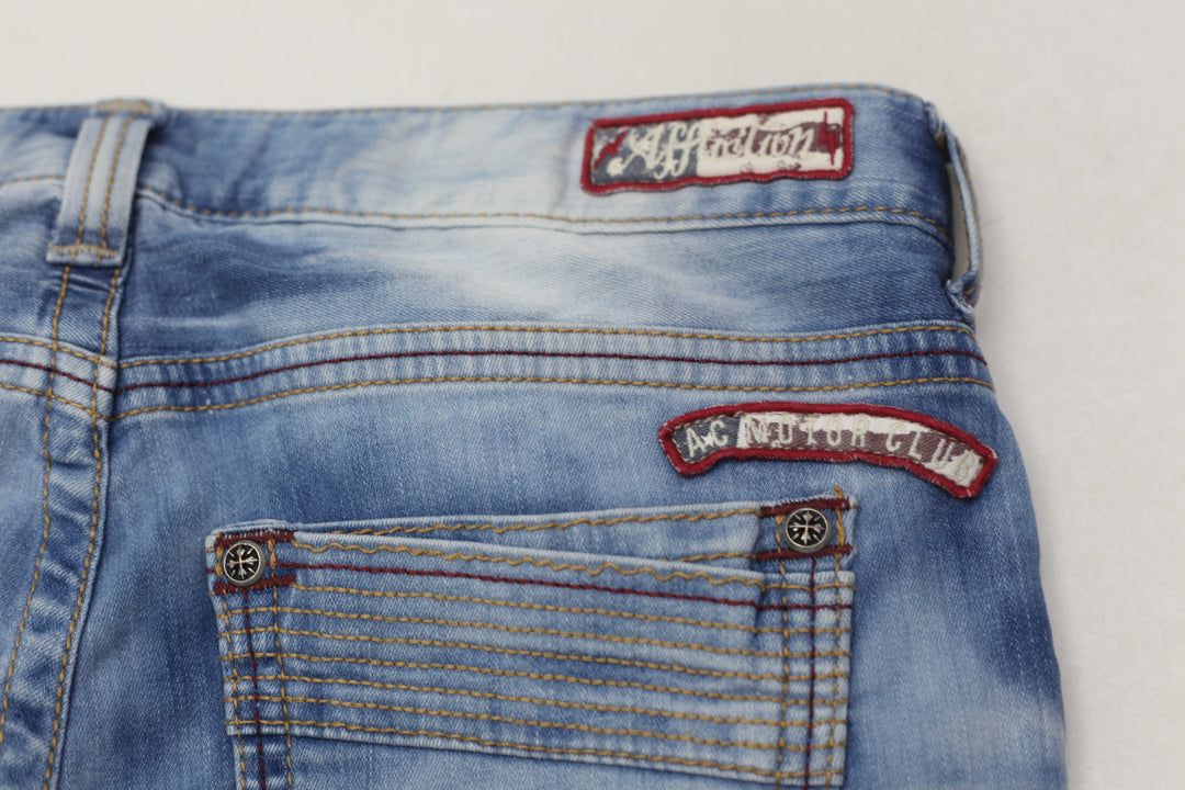 Y2K Mens Ace Affliction Patches Washed Jeans