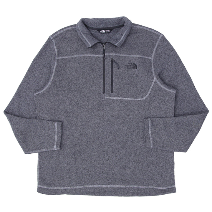 Mens The North Face Quarter Zip Fleece Gray Pullover - Fashion Rerun Vintage Migration_Sweaters